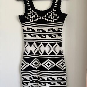Beach Riot Black and White Geometric Knit Dress NWT